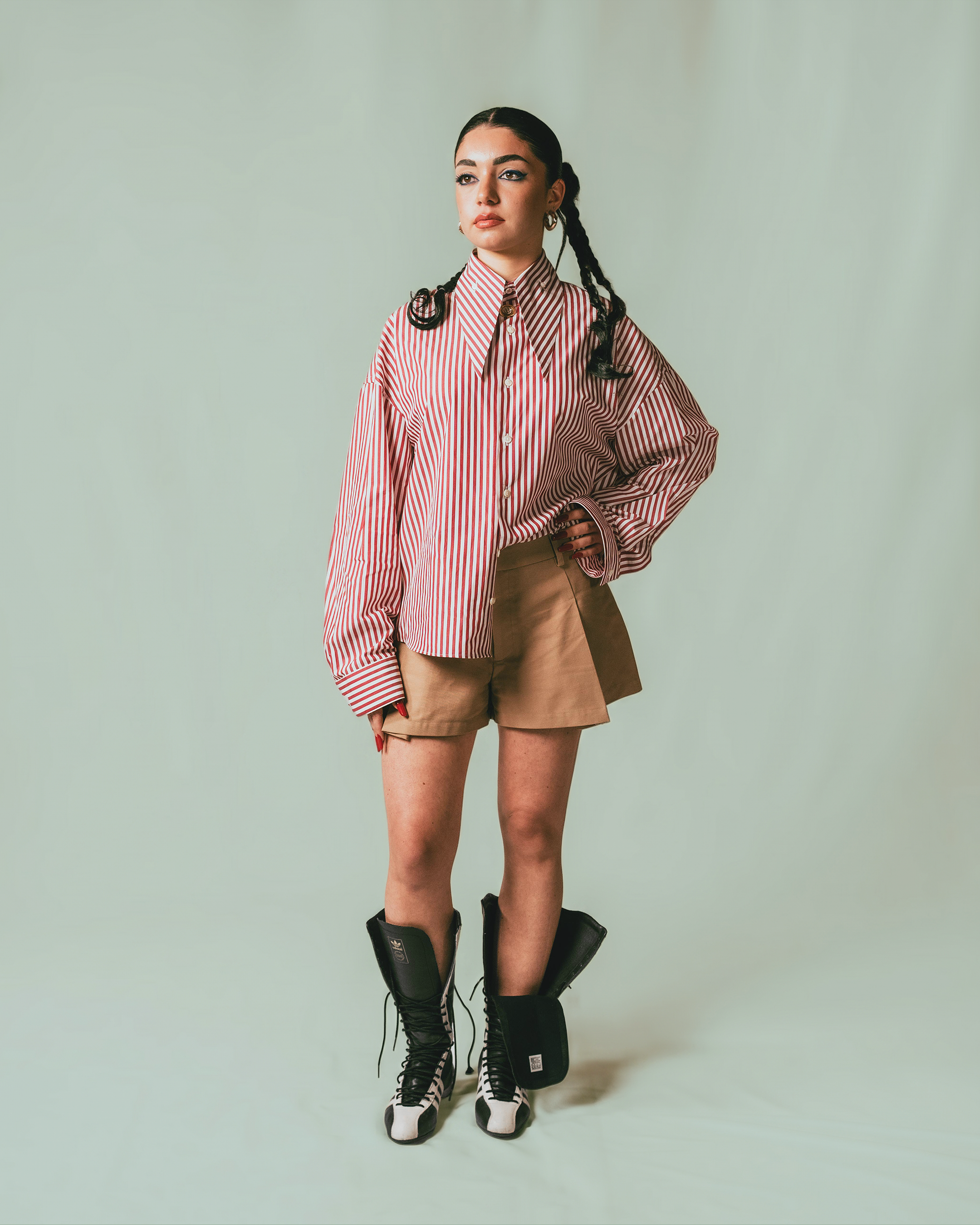 Camicia long collar rossa