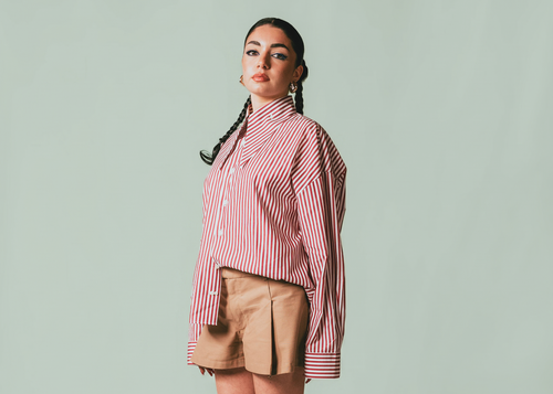 Camicia long collar rossa