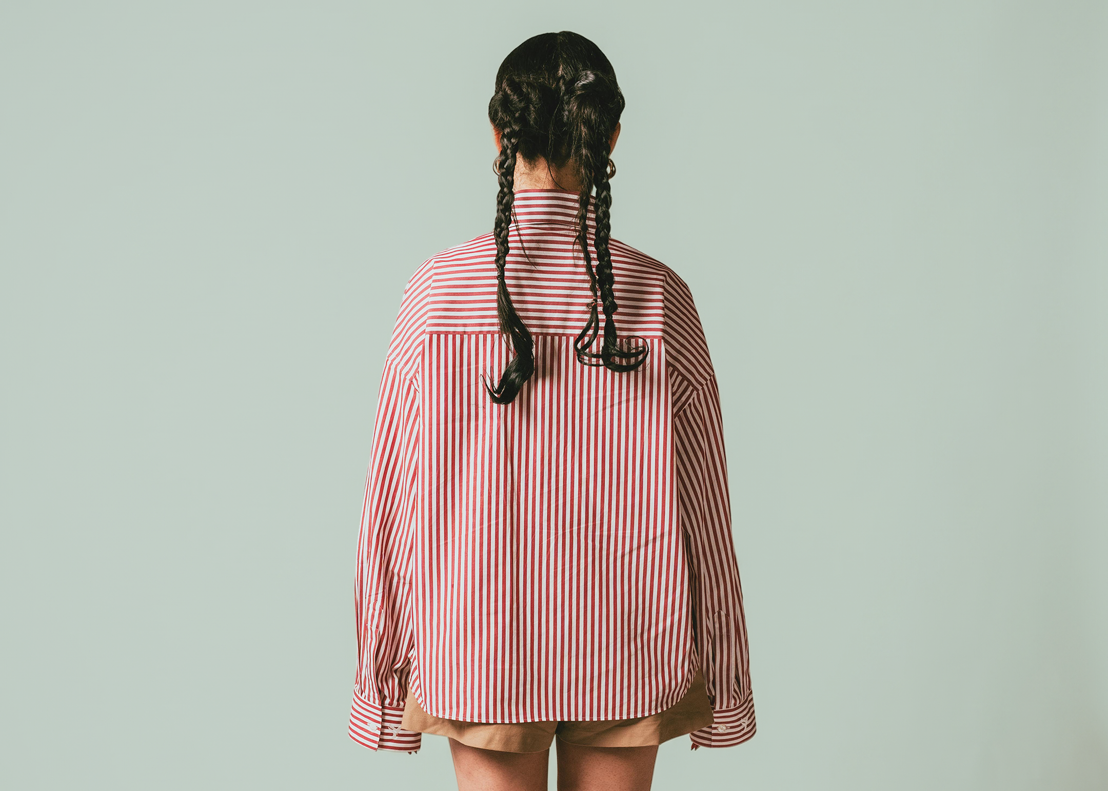 Camicia long collar rossa
