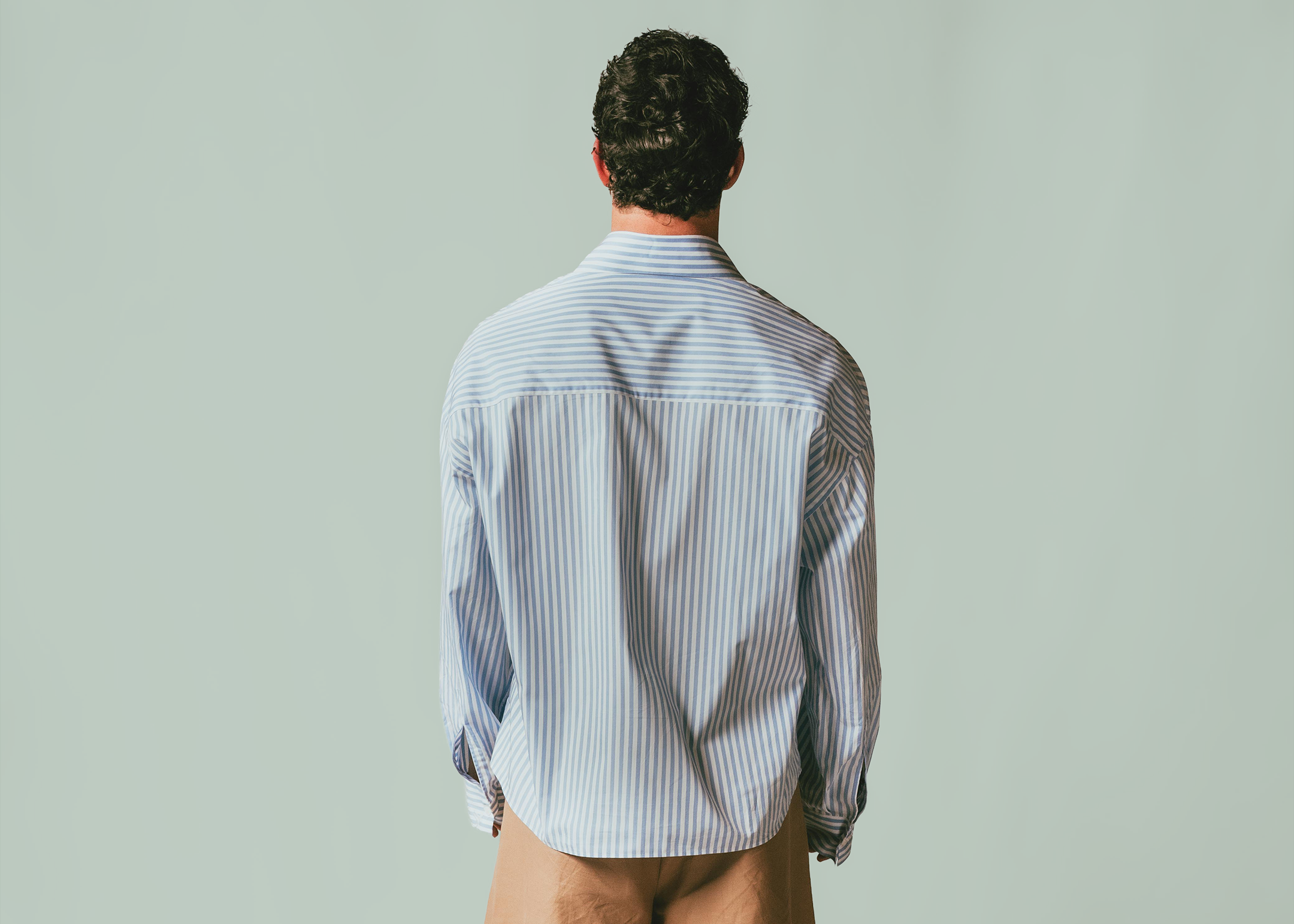 Camicia long collar celeste
