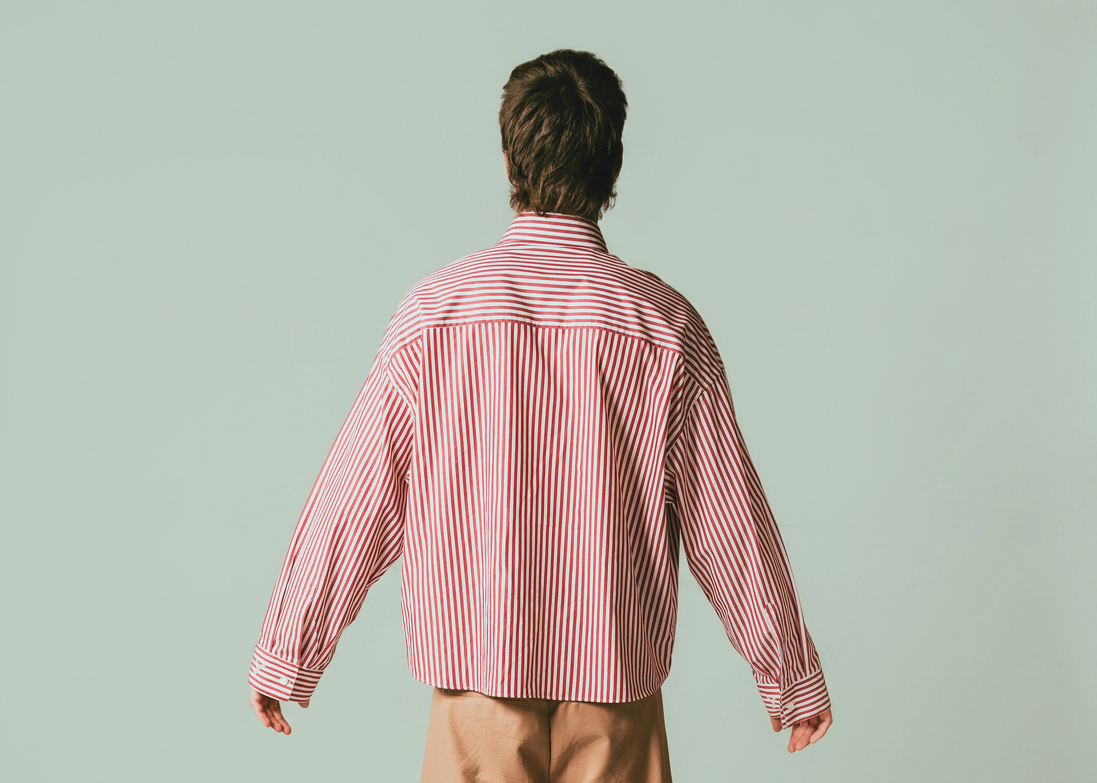 Camicia long collar rossa