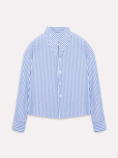 Sky blue long collar shirt